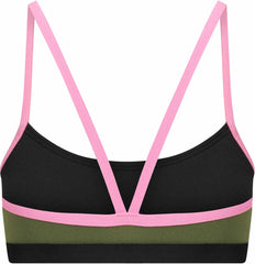 Amani girls' desert blush bikini top with green and pink colors, featuring a stylish tankini design and adjustable straps.
