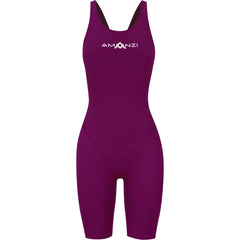 Amani Women's Bordeaux Purple Active Kneesuit, full-body wetsuit with a fitted design and long sleeves, suitable for water sports.