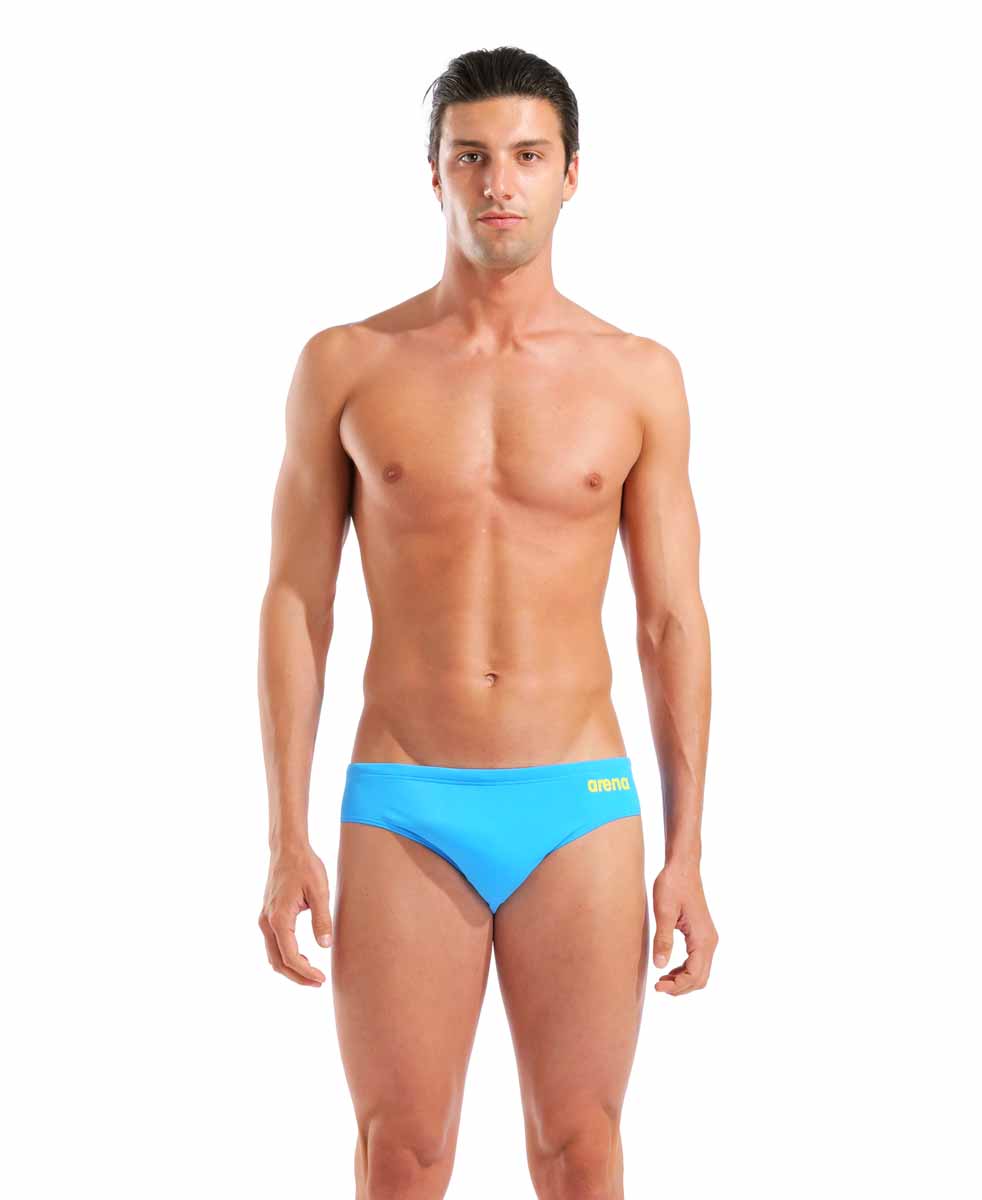 Arena Mens Team Swim Solid Brief - Turquoise/Yellow Star | Allens Of Kingsbury