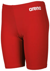 Arena boys' swim jammer in solid blue, designed for competitive swimming, featuring a snug fit and durable fabric.