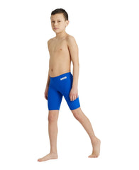 Blue Arena Boys Team Swim Solid Jammers, close-up of the durable, snug-fitting swimwear designed for young athletes.