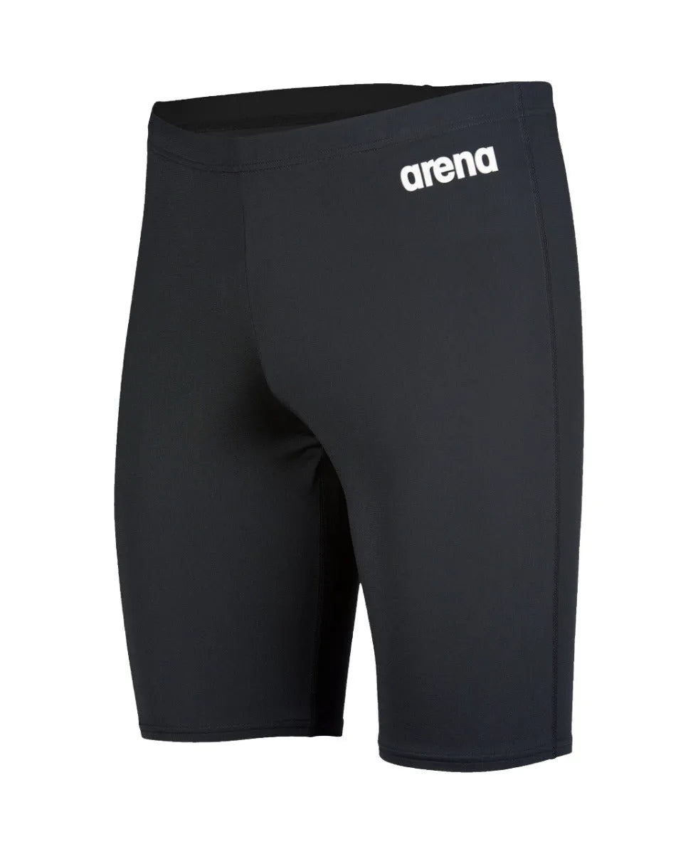 Black Arena men's team swim jammer, a tight-fitting swimming suit with a sleek design, designed for competitive swimming.