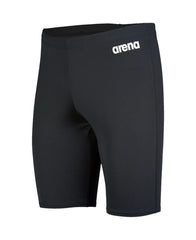 Black Arena men's team swim jammer, a tight-fitting swimming suit with a sleek design, designed for competitive swimming.
