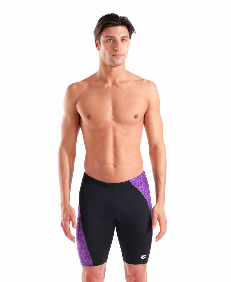 Arena Mens Ribbed Swim Jammer - Black/Multi Purple | Allens Of Kingsbury