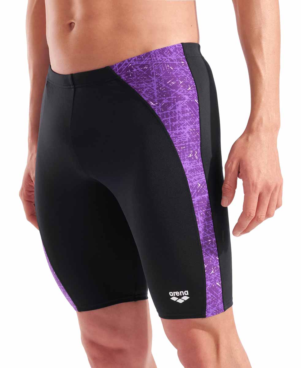 Arena Mens Ribbed Swim Jammer - Black/Multi Purple | Allens Of Kingsbury