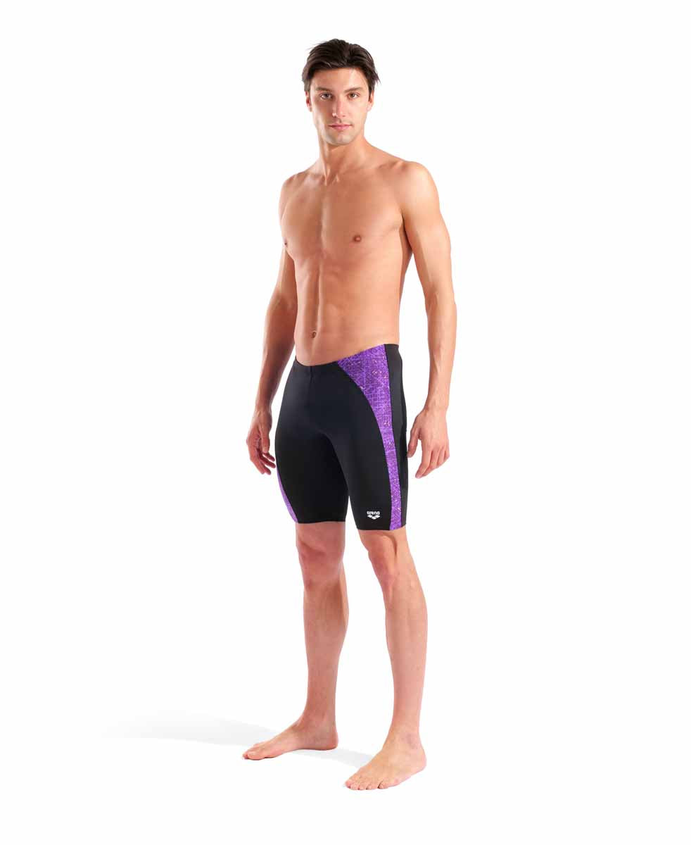 Arena Mens Ribbed Swim Jammer - Black/Multi Purple | Allens Of Kingsbury