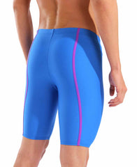 Arena men's Hyperflow solid jammer in blue and purple, featuring a sleek, streamlined design for competitive swimming.