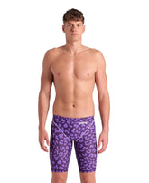 Arena men's Powerskin ST Next Ltd Edition leopard violet jammer for competitive swimming, featuring a sleek, vibrant design.