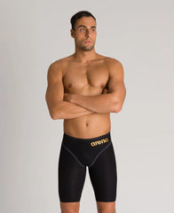 Black Arena Men's Carbon Core FX Jammers for competitive swimming, featuring sleek design and durable fabric.
