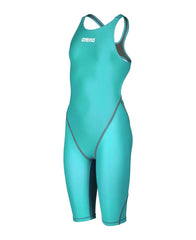 Arena Girls Powerskin ST Next kneesuit in aquamarine, featuring sleek design and durable material for competitive swimming.