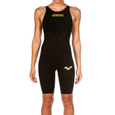 Arena Women's Carbon Air2 Kneesuit in black, a sleek, fitted swimwear design with aerodynamic panels for competitive swimming.