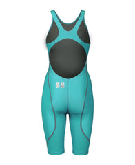 Arena Women's Powerskin ST Next Kneesuit in aquamarine, featuring streamlined design and performance fabric for competitive swimming.