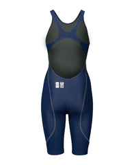 Arena Women's Powerskin ST Next Kneesuit in navy, close-up view of the high-performance swimwear for women.