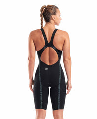 Arena Womens Powerskin Veloce Openback Kneesuit - Black/Teal | Allens Of Kingsbury