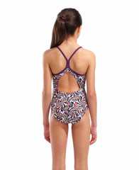 Arena Girls Fun Skulls Lightdrop Back Swimsuit - Multi Black/Plum | Allens Of Kingsbury