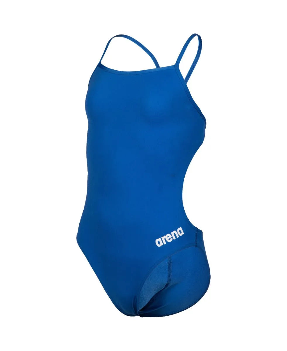 Blue Arena Girls Team Challenge solid swimsuit with a sleek design, perfect for competitive swimming and training.