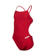 Red Arena Girls Team Challenge solid swimsuit with sporty design, perfect for swimming and training.