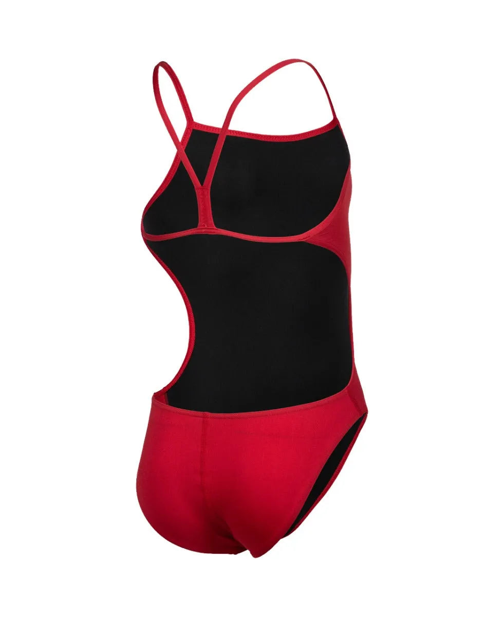 Red Arena Girls Team Challenge solid swimsuit with sporty design, perfect for swimming and training.