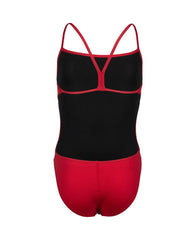 Red Arena girls' Team Challenge solid swimsuit with sporty design, perfect for swimming and training.