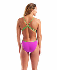 Arena Womens Lace Solid Swimsuit - Very Fuchsia/Team Green | Allens Of Kingsbury