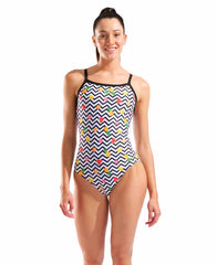 Arena Womens Fruits Lightdrop Back Swimsuit - White/Multi/Black | Allens Of Kingsbury