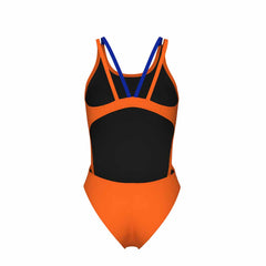 Arena Womens Solid Swim Tech Multi Back Swimsuit - Orange/Blue | Allens Of Kingsbury