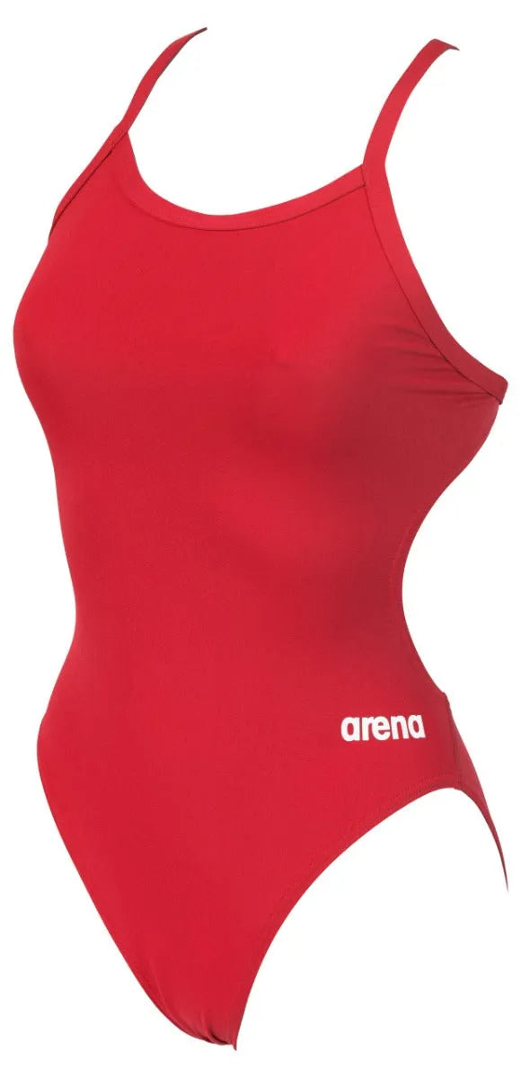 Arena Women's Team Challenge solid swimsuit featuring a sleek, one-piece design with a high neckline and supportive fit.