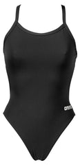 Black Arena women's Team Challenge solid swimsuit with sleek design, ideal for competitive swimming and training.