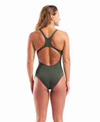 Arena Womens Team Swim Pro Back Solid Swimsuit - Dark Sage/Shocking Pink | Allens Of Kingsbury