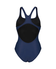 Arena Women's Team Swim Pro solid navy swimsuit, designed for competitive swimming, featuring a streamlined fit and durable fabric.