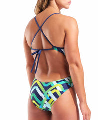 Arena Womens Texture Tie Back Swimsuit - Multi/Navy/Navy | Allens Of Kingsbury
