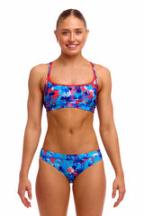 Funkita Ladies Messy Messy Messy sports tankini top in multicolor, designed for active swimming and beachwear.