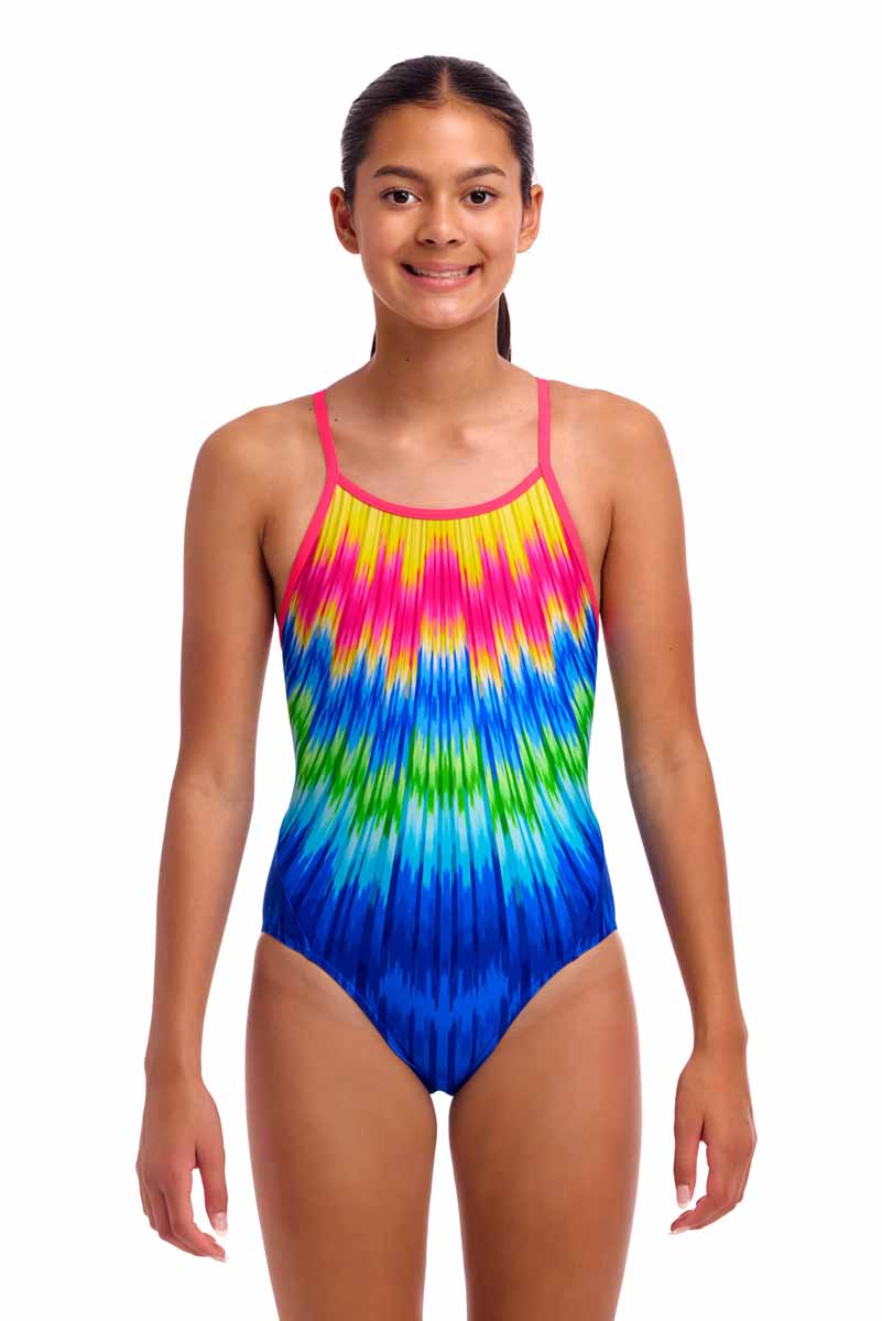 Funkita Girls Fly Time Diamond Back One Piece Swimsuit - Multi | Allens Of Kingsbury