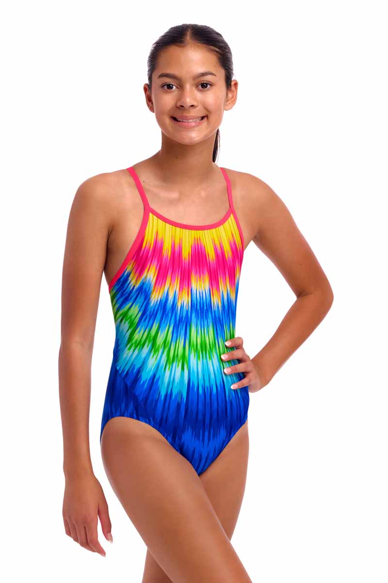 Funkita Girls Fly Time Diamond Back One Piece Swimsuit - Multi | Allens Of Kingsbury