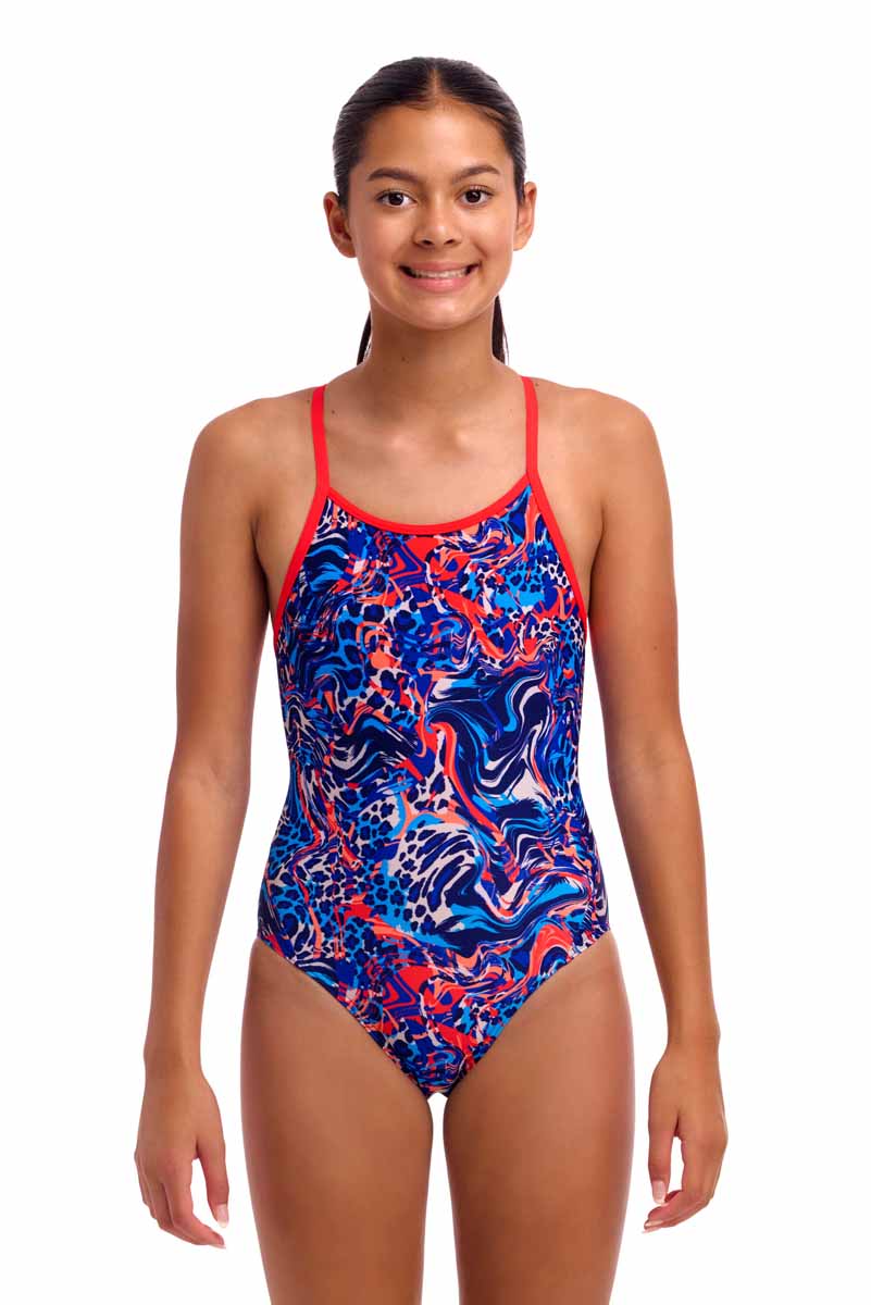 Funkita Girls Mad Cat Diamond Back One Piece Swimsuit - Multi | Allens Of Kingsbury
