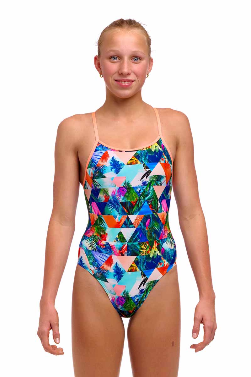 Funkita Girls Palm Prism Diamond Back One Piece Swimsuit - Multi | Allens Of Kingsbury