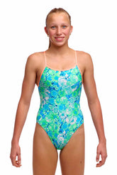 Funkita Girls Green Green Grass Single Strap One Piece Swimsuit - Green/Blue | Allens Of Kingsbury