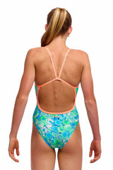 Funkita Girls Green Green Grass Single Strap One Piece Swimsuit - Green/Blue | Allens Of Kingsbury