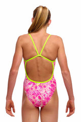 Funkita Girls Rosie Cheeky Single Strap One Piece Swimsuit - Pink/White | Allens Of Kingsbury
