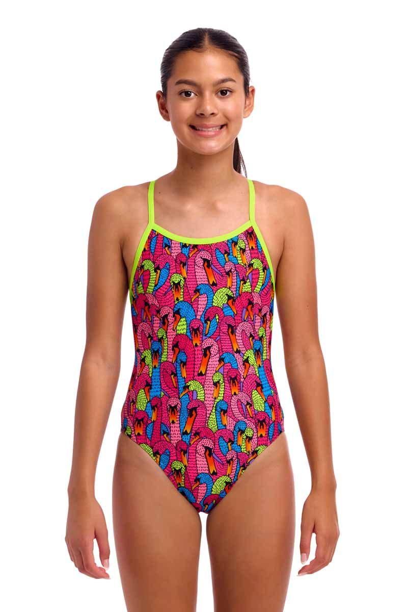 Funkita Girls Swan City Single Strap One Piece Swimsuit - Multi | Allens Of Kingsbury