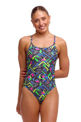 Funkita Ladies Bits Of Peace Diamond Back One Piece Swimsuit - Multi | Allens Of Kingsbury