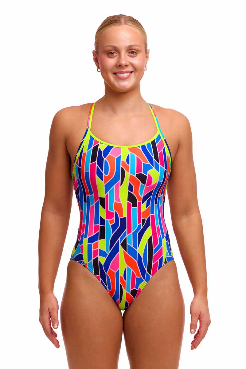 Funkita Ladies Fault Lines Diamond Back One Piece Swimsuit - Multi | Allens Of Kingsbury