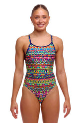 Funkita Ladies Packed Up Diamond Back One Piece Swimsuit - Multi | Allens Of Kingsbury