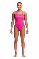 Funkita Ladies Candy Tie Me Tight One Piece Swimsuit - Pink | Allens Of Kingsbury