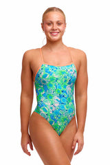 Funkita Ladies Green Green Grass Single Strength One Piece Swimsuit - Green/Blue | Allens Of Kingsbury