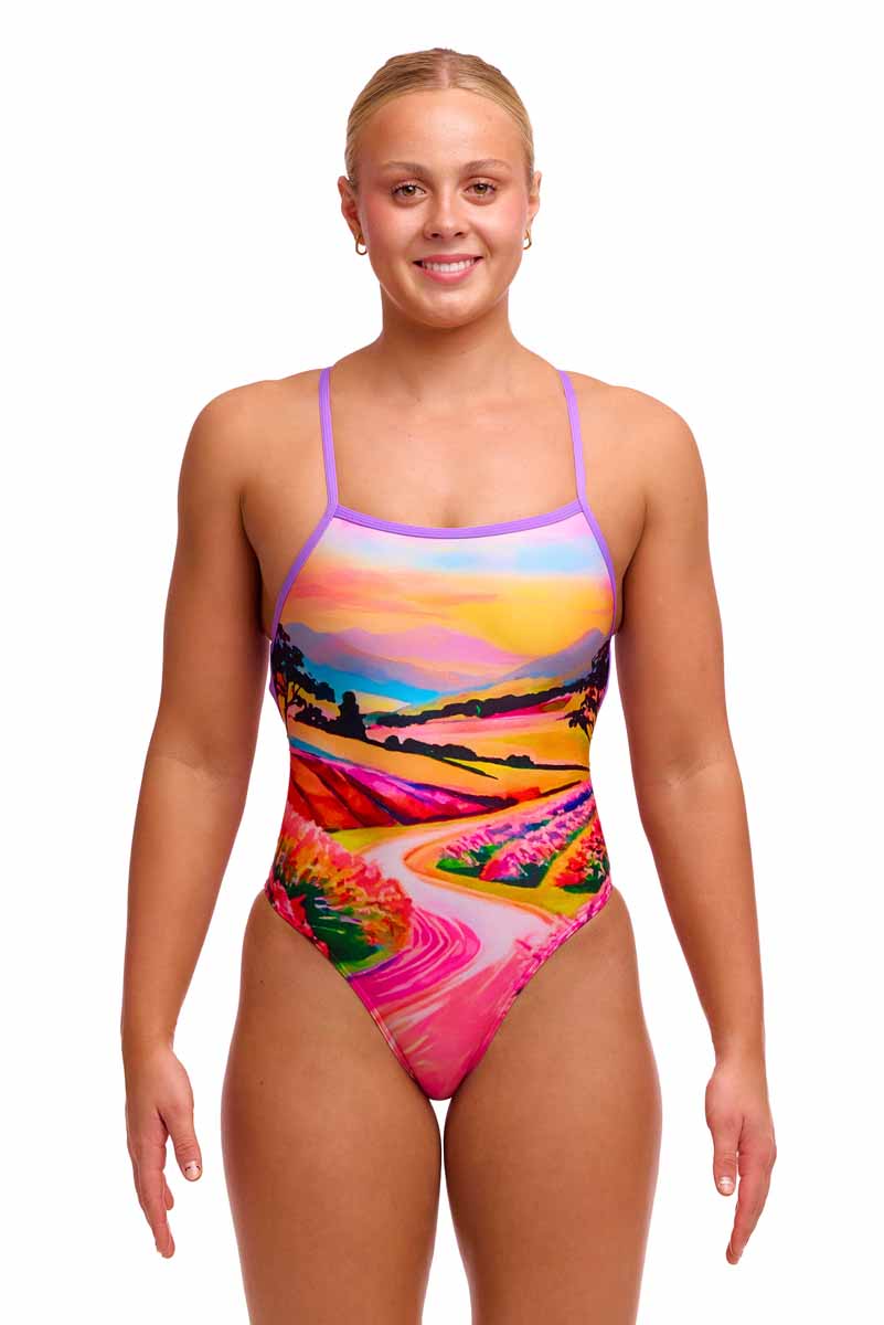 Funkita Ladies Meadow Made Strapped In One Piece Swimsuit - Multi | Allens Of Kingsbury