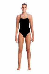 Funkita Ladies Still Black Strapped In One Piece Swimsuit - Black | Allens Of Kingsbury