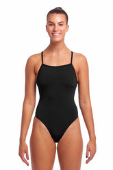Funkita Ladies Still Black Tie Me Tight One Piece Swimsuit - Black | Allens Of Kingsbury