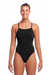 Funkita Ladies Still Black Tie Me Tight One Piece Swimsuit - Black | Allens Of Kingsbury