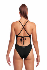 Funkita Ladies Still Black Tie Me Tight One Piece Swimsuit - Black | Allens Of Kingsbury